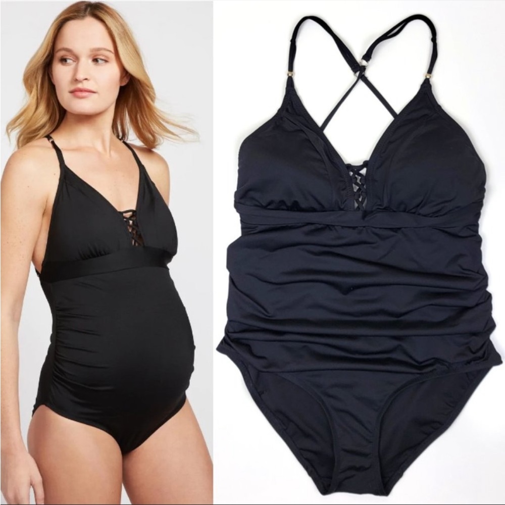 A pea in the pod maternity bathing suit - EUC